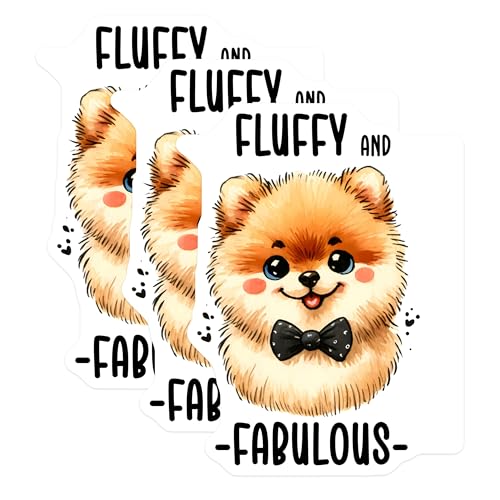 (3 Pack) Pomeranian Decals - Fluffy Dog - Fabulous Dog Decals - 3 Inches On Longest Side - Easy Peel & Apply - Made in USA - 3MCS2398
