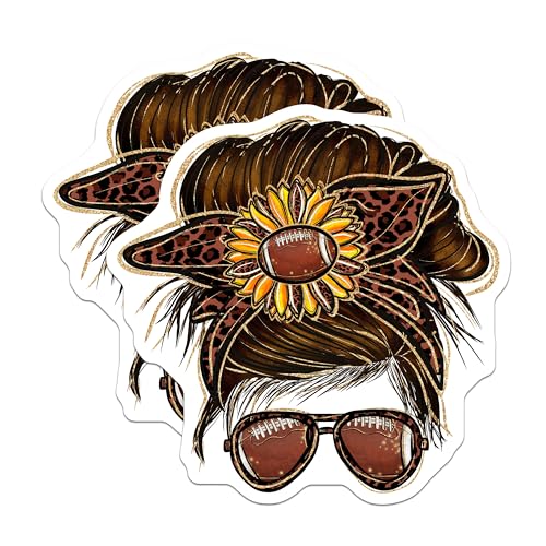 (2 Pack) Football Hair Bow Stickers - Sports Sunglasses Stickers - Fun Football Accessories Stickers - 5" On Longest Side - Sticks to Smooth Flat Surfaces - Made in USA - BMCS6195