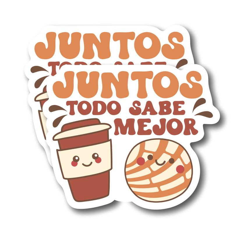 (2 Pack) Juntos Todo Sabe Mejor Stickers - 5" On Longest Side - for Car, Truck, SUV - Easy Peel and Stick Vinyl Decals - Made in USA - BMCS077