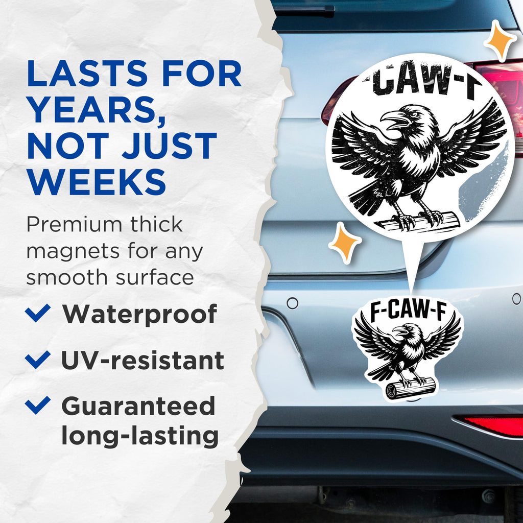 (2 Pack) Raven Magnets - Angry Bird - F-CAW-F Symbol - 5" On Longest Side - Premium Magnet - for Cars, Refrigerators, Toolboxes, Lockers - Made in USA - MAG15178