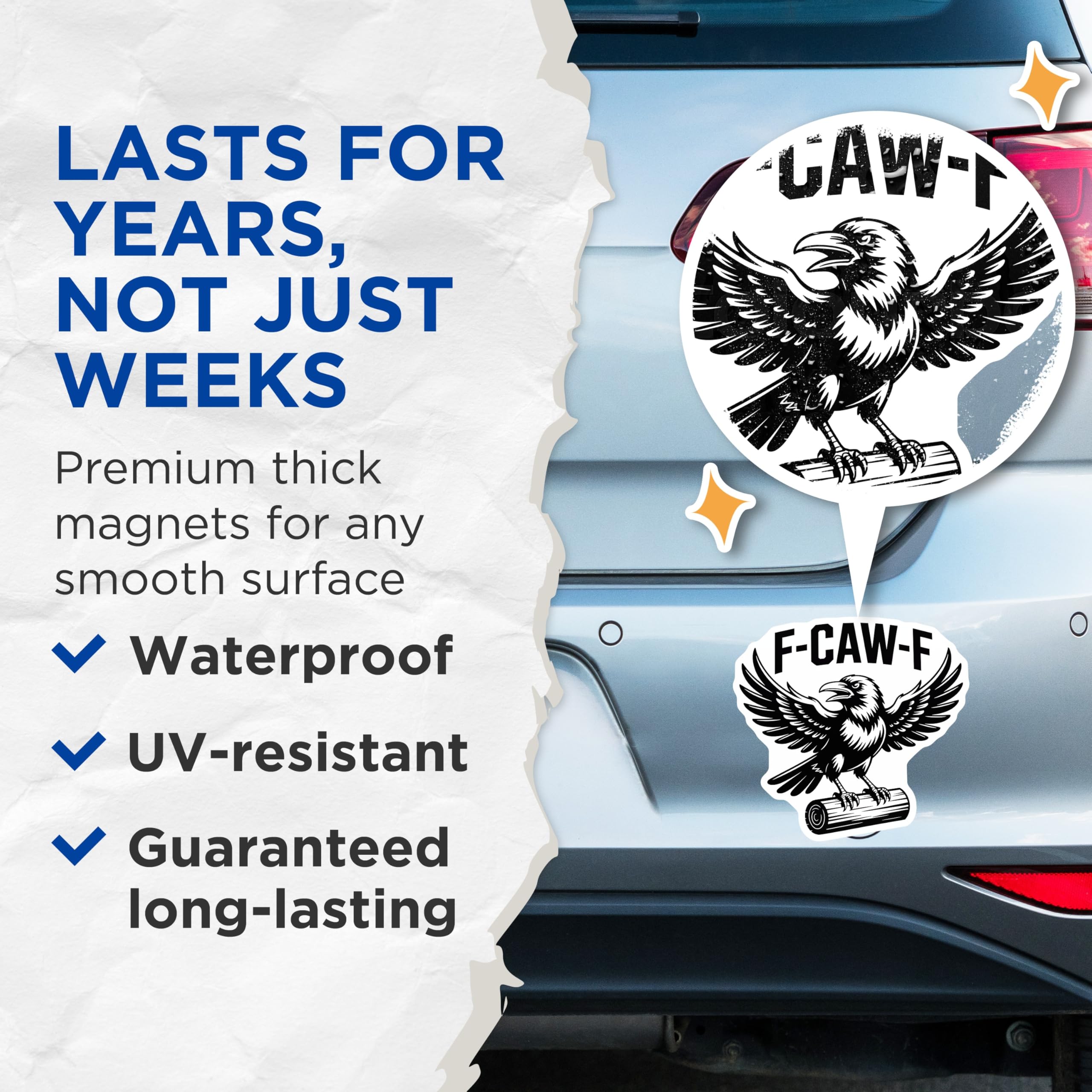 (2 Pack) Raven Magnets - Angry Bird - F-CAW-F Symbol - 5" On Longest Side - Premium Magnet - for Cars, Refrigerators, Toolboxes, Lockers - Made in USA - MAG15178