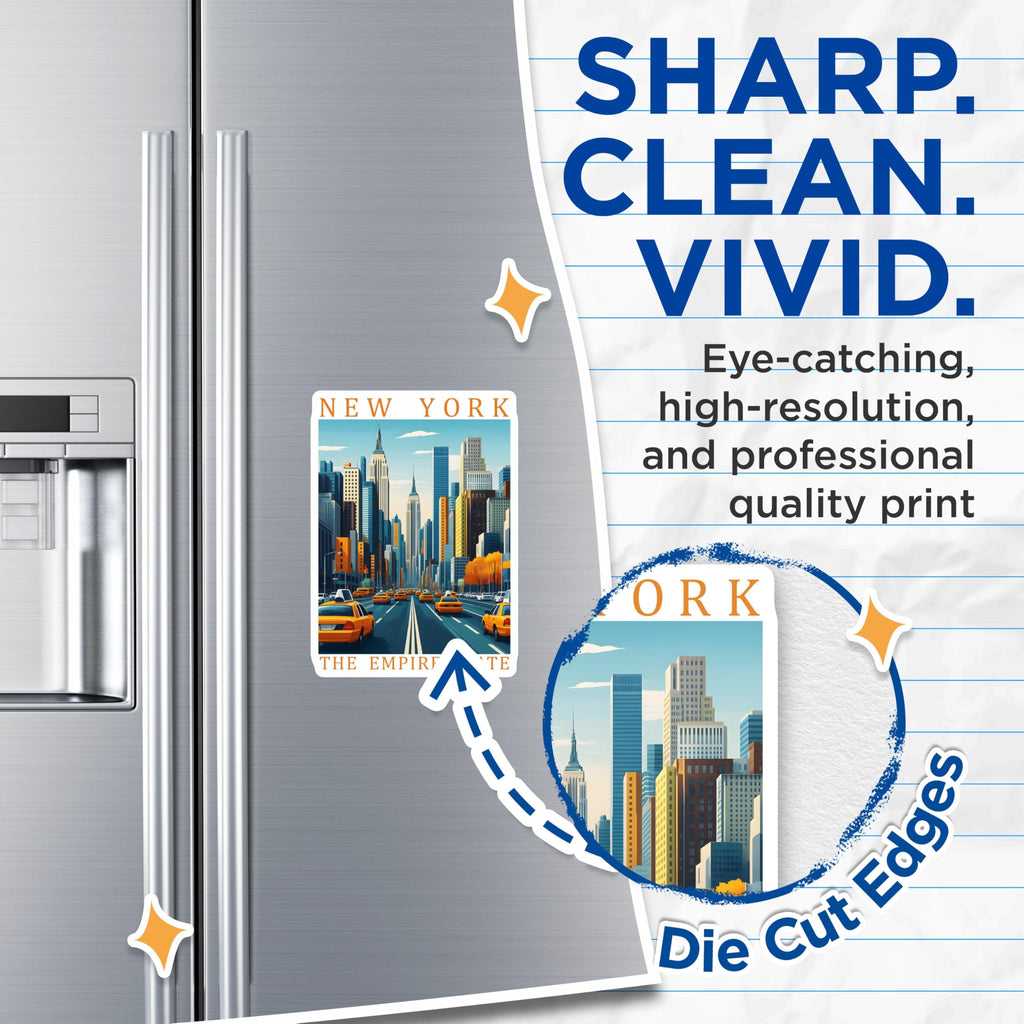 (2 Pack) New York City Magnets - Empire State Building Decor - NYC Taxi Cab - 5" On Longest Side - Premium Magnet - for Cars, Refrigerators, Toolboxes, Lockers - Made in USA - MAG18783