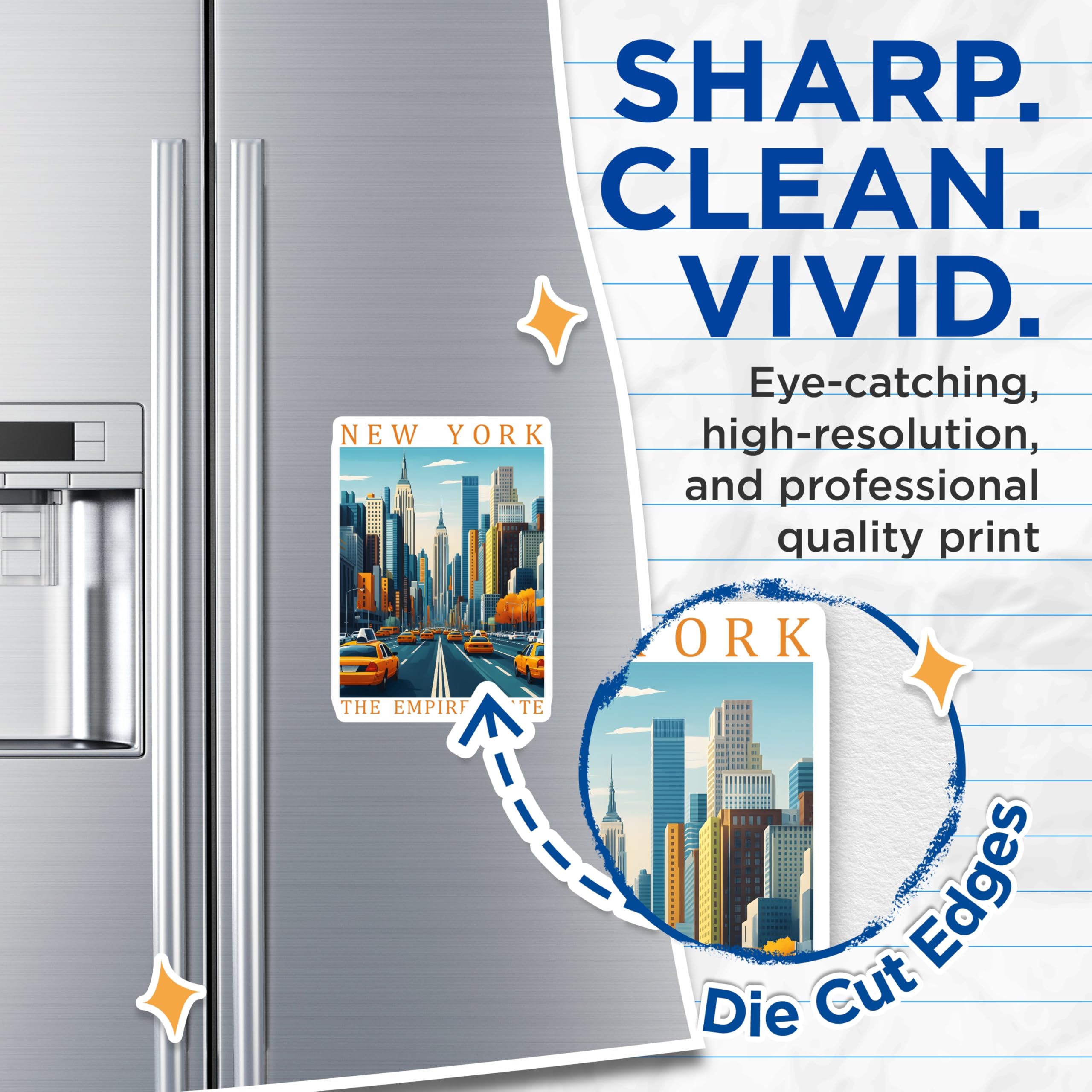 (2 Pack) New York City Magnets - Empire State Building Decor - NYC Taxi Cab - 5" On Longest Side - Premium Magnet - for Cars, Refrigerators, Toolboxes, Lockers - Made in USA - MAG18783