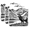 (3 Pack) Elk Decals - Mountain Scene Stickers - Wildlife Laptop Decals - 3 Inches On Longest Side - Easy Peel & Apply - Made in USA - 3MCS4814