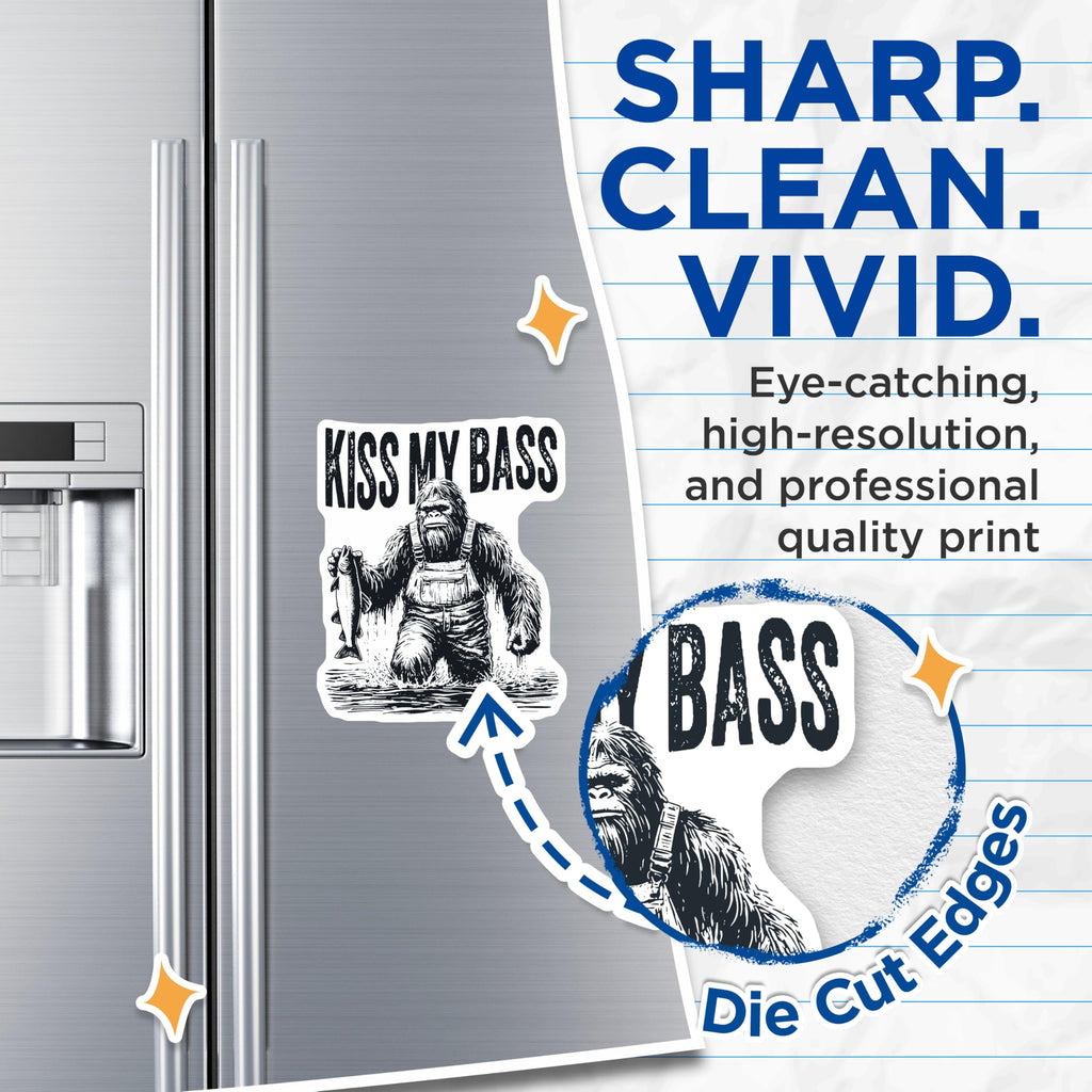 (2 Pack) Bigfoot Fishing Magnets - Humorous Lake Angler Refrigerator Art - Sasquatch Bass Fisher Cabin Decor - 5 Inches On Longest Side - Thick Durable Magnet - Made in USA - MAG20928