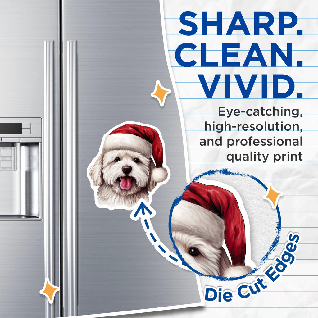 (2 Pack) Santa Dog Magnets - Christmas Puppy Decor - Pet Lover Holiday - 5 Inches On Longest Side - Thick Durable Magnet - Made in USA - MAG30037