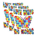 (3 Pack) Autism Awareness Decals - Puzzle Butterfly Stickers - Love Needs No Words Laptop Decal- 3 Inches On Longest Side - Easy Peel & Apply - Made in USA - 3MCS5464