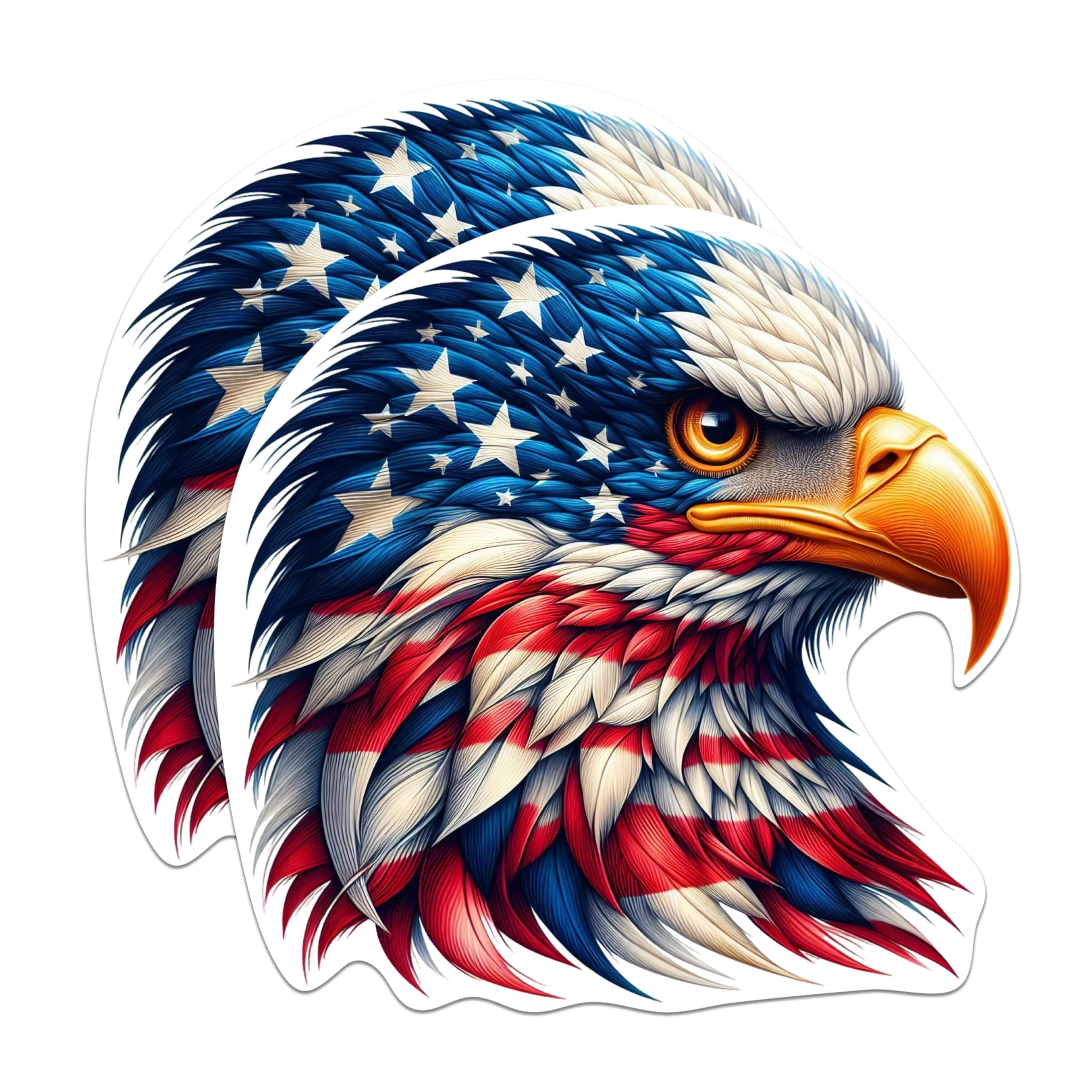 (2 Pack) Patriotic USA Flag Bald Eagle Screaming Eagle Magnets - USA Flag Magnets - 5 Inches On Longest Side - Premium Magnet - for Cars, Refrigerators, Toolboxes - Made in USA - MAG2121