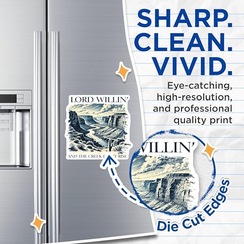 (2 Pack) Lord Willin' Magnets - and The Creek Don't Rise - Nature Landscape Scene - Inspirational Quote - Premium Vinyl - 5" On Longest Side - for Cars, Fridges, Toolboxes - Made in USA - MAG6561