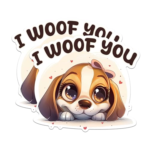 (2 Packs) I Woof You Cute Dog Owner Magnets - Dog Mom Dog Dad Magnets - 5 Inches On Longest Side - Premium Magnet - for Fridges, Toolboxes, Cars - Made in USA - MAG2342