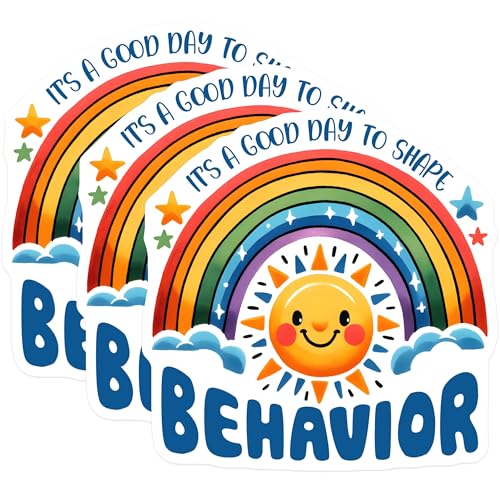 (3 Pack) Behavior Decals - Rainbow Decal - Encouragement Decal - 3 Inches On Longest Side - Easy Peel & Apply - Made in USA - 3MCS1949
