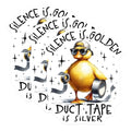 (3 Pack) Duck Duct Tape Decals - Funny Duck Art - Silence is Golden Saying - 3 Inches On Longest Side - Easy Peel & Apply - Made in USA - 3MCS4078