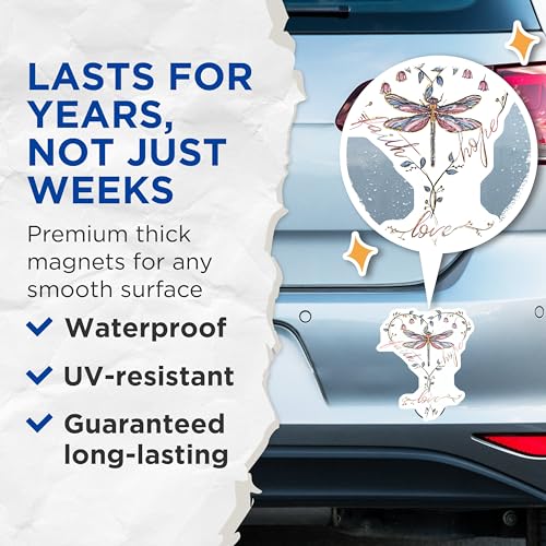 (2 Pack) Faith Hope Love Magnets - Dragonfly Floral Art - Inspirational Home - Heart Shaped Design - 5" On Longest Side - for Cars, Fridges, Toolboxes - Made in USA - MAG4191