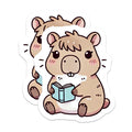(2 Pack) Adorable Capybara Reading Magnets - Cute Book Lover Fridge Decor - Kawaii Animal Student Reader Present - 5 Inches On Longest Side - Thick Durable Magnet - Made in USA - MAG37829