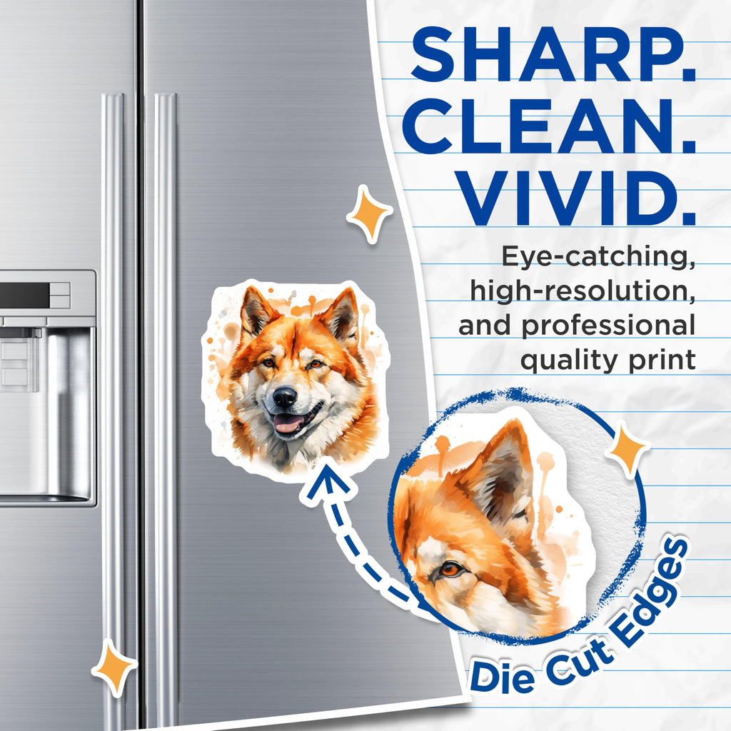 (2 Pack) Shiba Inu Magnets - Watercolor Dog Art - Dog Lover Home Decor - 5 Inches On Longest Side - Thick Durable Magnet - Made in USA - MAG28066