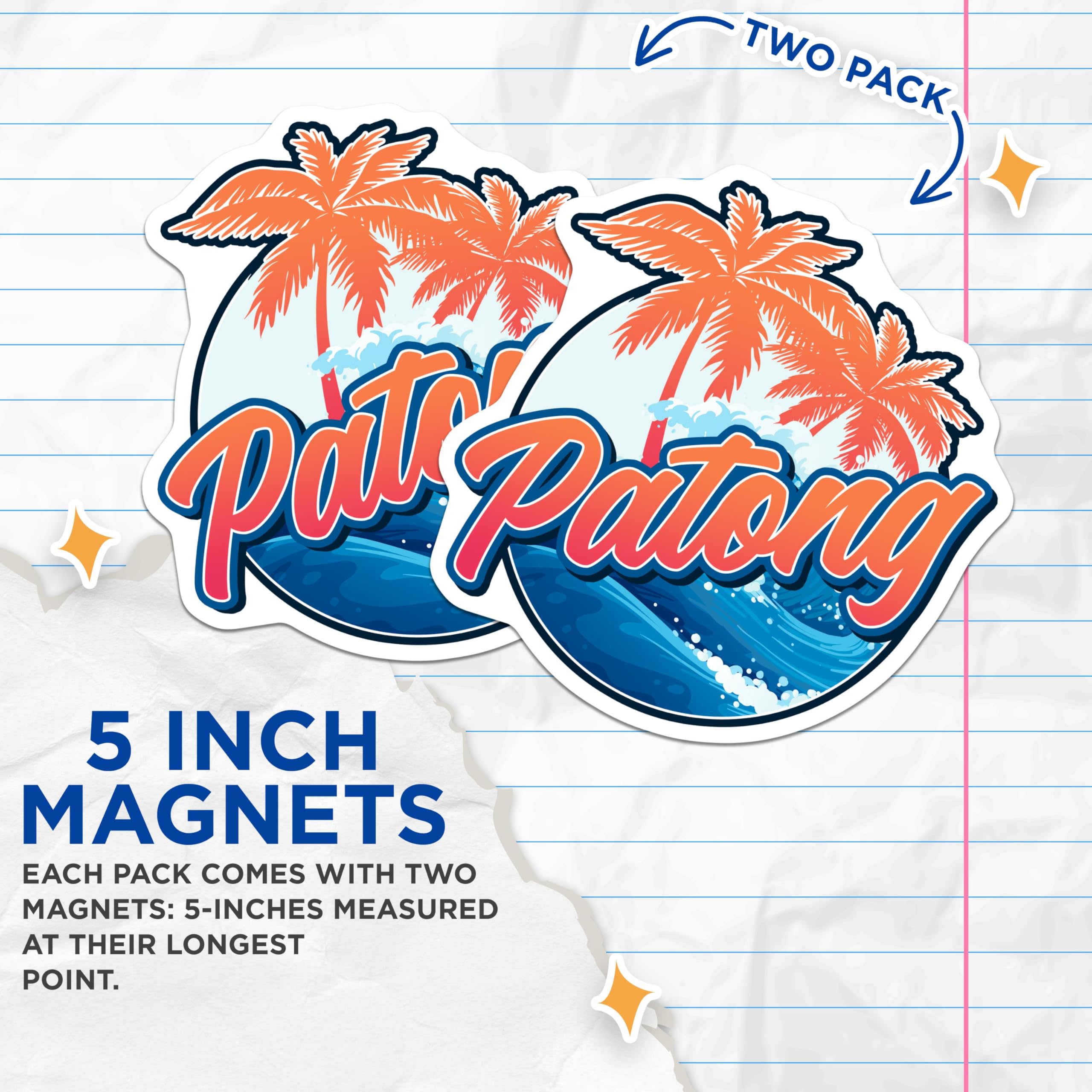 (2 Pack) Patong Thailand Magnets - Beach Vacation Souvenir - Travel Fridge Magnets - 5" On Longest Side - Premium Magnet - for Cars, Refrigerators, Toolboxes, Lockers - Made in USA - MAG18261