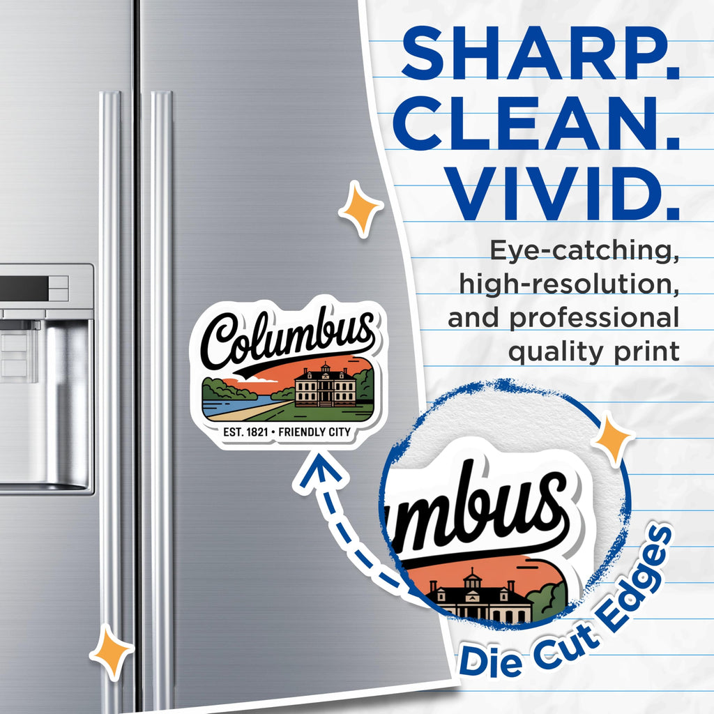 (2 Pack) Columbus Ohio Magnets - Landmark Decor - Friendly City Souvenir - 5" On Longest Side - Premium Magnet - for Cars, Refrigerators, Toolboxes, Lockers - Made in USA - MAG18900