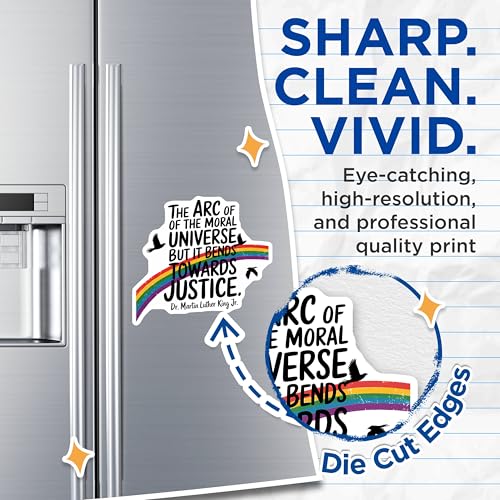 (2 Pack) Moral Universe Justice Magnets - Inspirational Quote - Rainbow Design - Motivational Fridge Magnets - 5" On Longest Side - for Cars, Fridges, Toolboxes - Made in USA - MAG3756