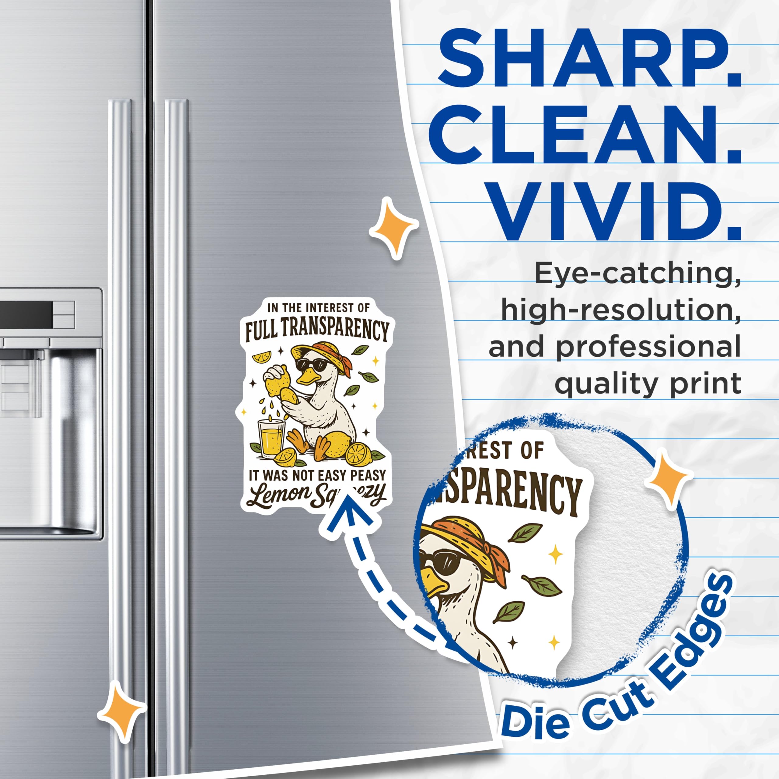 (2 Pack) Lemon Squeezy Magnets - Funny Duck Magnet - Transparency Graphic Home Fridge Decor - 5" On Longest Side - Premium Magnet - for Cars, Refrigerators, Toolboxes, Lockers - Made in USA - MAG16764