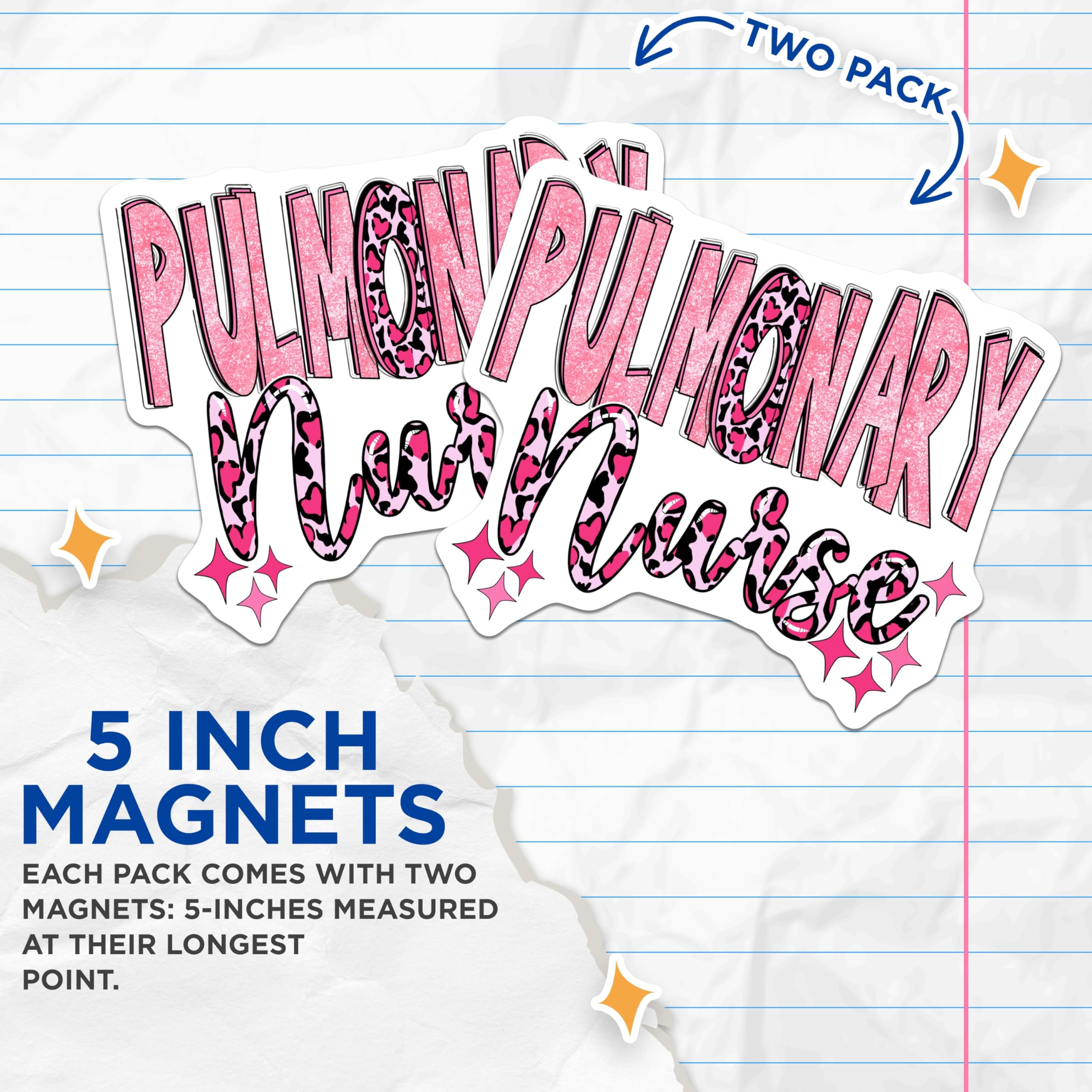 (2 Pack) Pulmonary Nurse Magnets - Healthcare Professional Decor - Nursing Appreciation Accessory - 5 Inches On Longest Side - Thick Durable Magnet - Made in USA - MAG19079