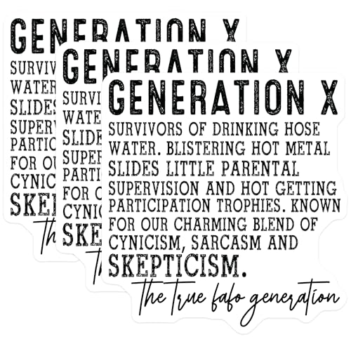 (3 Pack) Generation X Decals - Sarcastic Gen X - Cynical Sarcasm Sticker - 3 Inches On Longest Side - Easy Peel & Apply - Made in USA - 3MCS1883