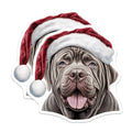 (2 Pack) Christmas Dog Magnets - Mastiff Santa Hat - Holiday Pet Decor for Fridge - 5 Inches On Longest Side - Thick Durable Magnet - Made in USA - MAG28697