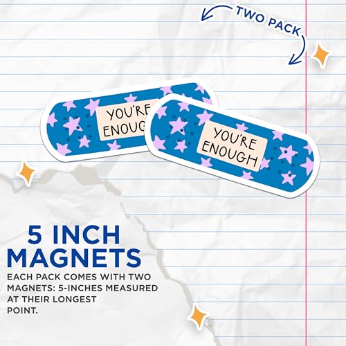 (2 Packs) You're Enough Bandage Magnets - Positive Motivating Inspiring Magnets Magnets - 5 Inches On Longest Side - Premium Magnet - for Fridges, Toolboxes, Cars - Made in USA - MAG2317