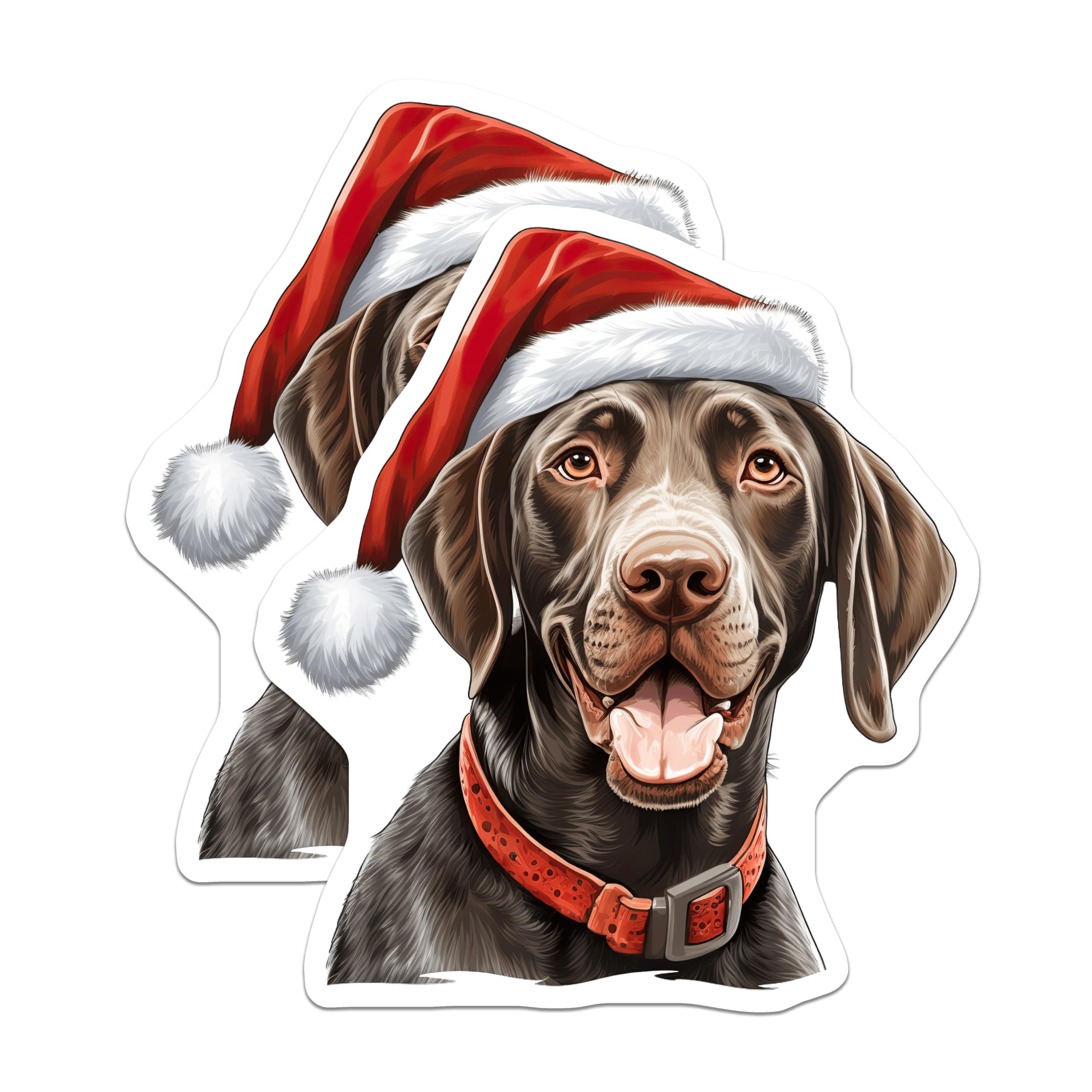 (2 Pack) Festive Dog Magnets - Santa Hat German Shorthaired Pointer - Christmas Pet Lover Decor - 5 Inches On Longest Side - Thick Durable Magnet - Made in USA - MAG30899