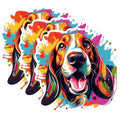 (3 Pack) Basset Hound Decals - Colorful Dog Stickers - Cute Puppy Art Decal - 3 Inches On Longest Side - Easy Peel & Apply - Made in USA - 3MCS0639