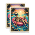 (2 Pack) Skeleton Summer Magnets - Beach Vibe Fridge Decor - Chill Skeleton Novelty Magnets - 5" On Longest Side - Premium Magnet - for Cars, Refrigerators, Toolboxes, Lockers - Made in USA - MAG14045