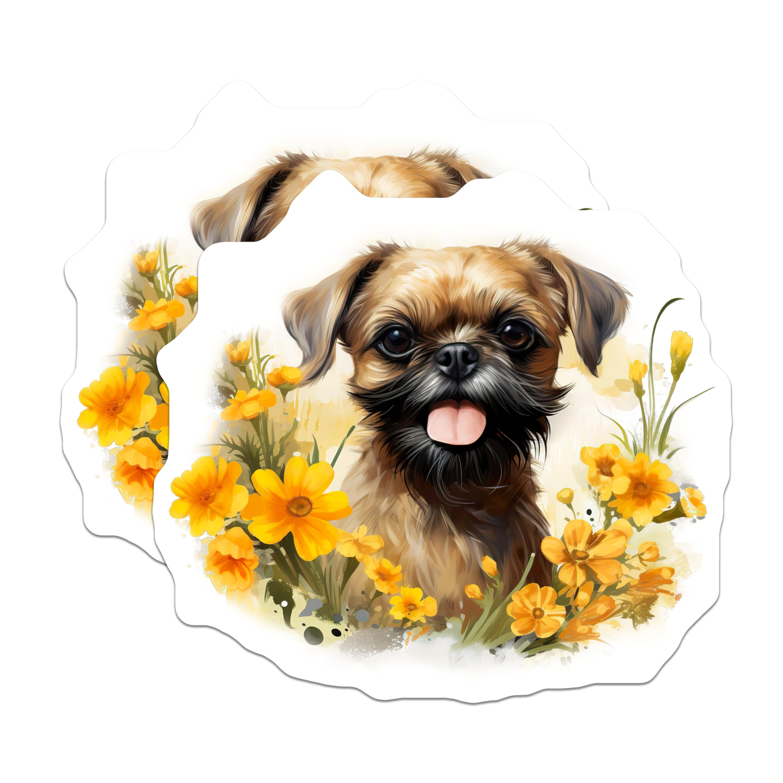 (2 Pack) Brussels Griffon Magnets - Adorable Dog Lover Art - Floral Canine Home Decor - 5 Inches On Longest Side - Thick Durable Magnet - Made in USA - MAG24110