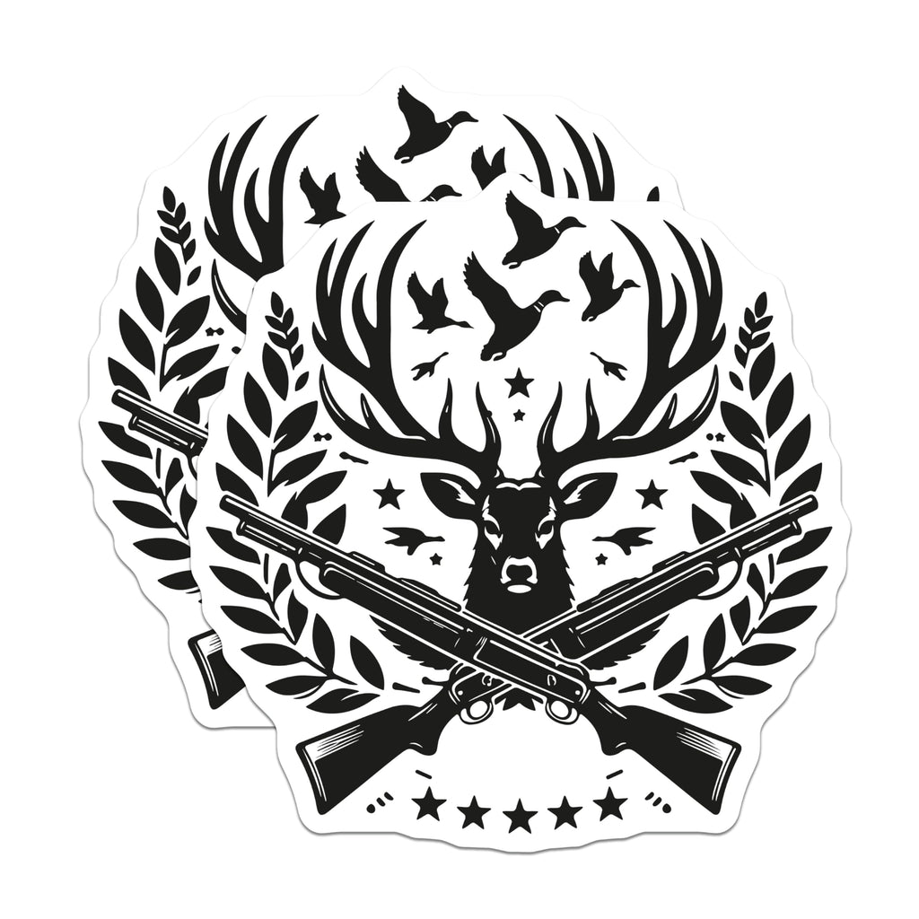 (2 Pack) Deer Hunting Magnets - Crossed Shotguns Design - Wildlife Hunter Decor - 5 Inches On Longest Side - Thick Durable Magnet - Made in USA - MAG20685