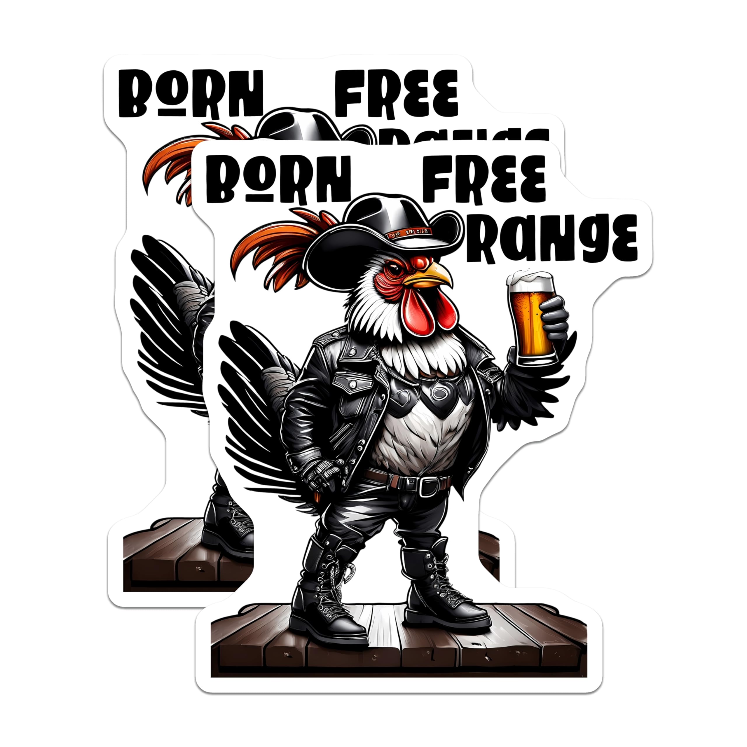 (2 Pack) Chicken Lover Magnets - Cowboy Chicken - Beer Drinking Rooster - 5" On Longest Side - Premium Magnet - for Cars, Refrigerators, Toolboxes, Lockers - Made in USA - MAG15551