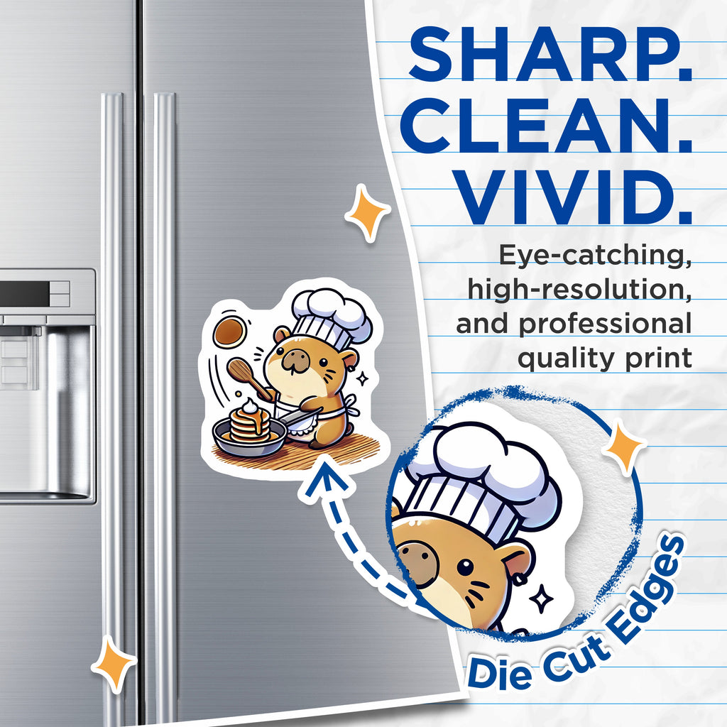 (2 Pack) Chef Hamster Magnets - Cute Guinea Pig Pancake Lover - Kawaii Animal Fridge Decor - Kitchen Baker Foodie Accessory - 5 Inches On Longest Side - Thick Durable Magnet - Made in USA - MAG37597
