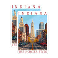 (2 Pack) Indiana Magnets - The Hoosier State - Cityscape Art Magnets - 5" On Longest Side - Premium Magnet - for Cars, Refrigerators, Toolboxes, Lockers - Made in USA - MAG18968