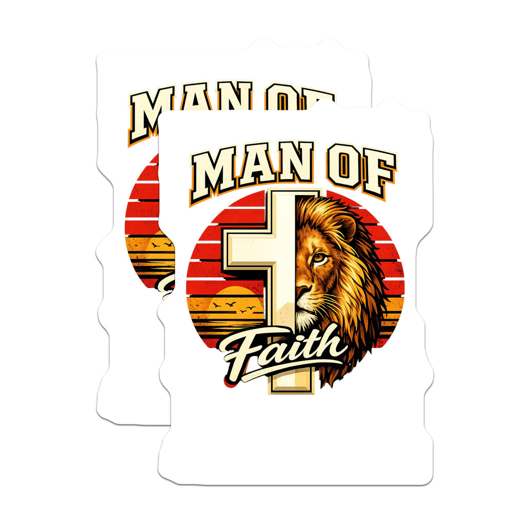 (2 Pack) Man of Faith Lion Magnets - Christian Cross Art - Spiritual Inspirational Fridge Decor - 5 Inches On Longest Side - Thick Durable Magnet - Made in USA - MAG20164