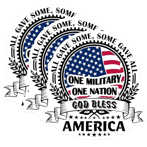 (3 Pack) Patriotic Decals - American Flag Decal - One Nation God Bless Decals - 3 Inches On Longest Side - Easy Peel & Apply - Made in USA - 3MCS7580