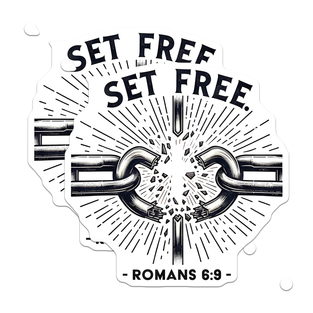 (2 Pack) Set Free Romans 6:9 Magnets - Broken Chains Faith - Inspirational Christian Decor - 5 Inches On Longest Side - Thick Durable Magnet - Made in USA - MAG27771