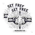 (2 Pack) Set Free Romans 6:9 Magnets - Broken Chains Faith - Inspirational Christian Decor - 5 Inches On Longest Side - Thick Durable Magnet - Made in USA - MAG27771