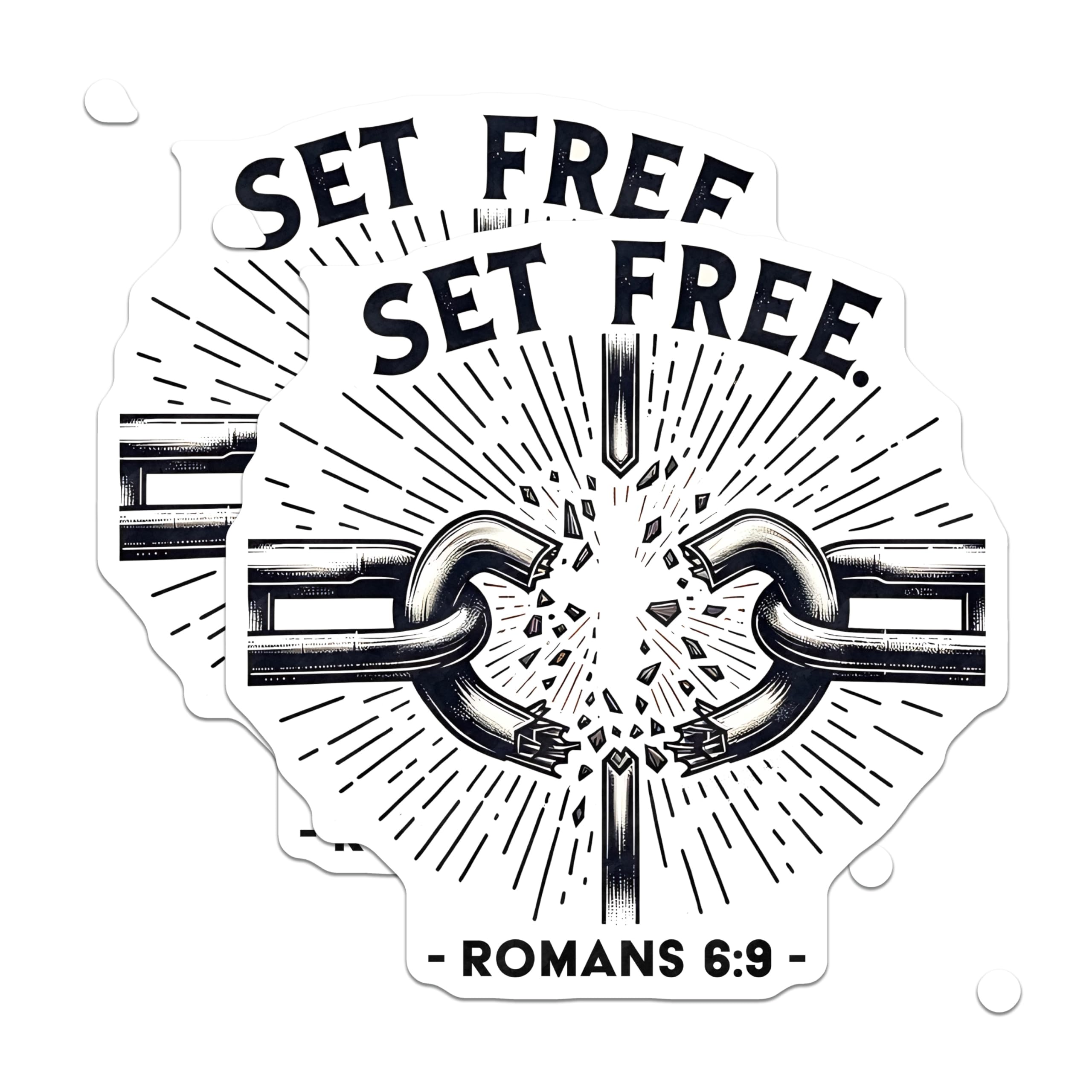(2 Pack) Set Free Romans 6:9 Magnets - Broken Chains Faith - Inspirational Christian Decor - 5 Inches On Longest Side - Thick Durable Magnet - Made in USA - MAG27771