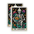 (2 Pack) Skeleton Gardener Stickers - Funny Skeleton Stickers - Floral Skeleton Stickers - 5" On Longest Side - Sticks to Smooth Flat Surfaces - Made in USA - BMCS5414