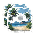 (2 Pack) Tropical Beach Magnets - Ocean View Decor - Palm Tree Scene Fridge Decor - 5 Inches On Longest Side - Thick Durable Magnet - Made in USA - MAG28080