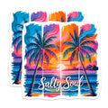 (2 Pack) Salty Soul Magnets - Tropical Beach Sunset - Palm Tree Ocean Art - Summer Vacation Decor - 5 Inches On Longest Side - Thick Durable Magnet - Made in USA - MAG36919