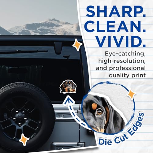(2 Pack) Dog Lover Stickers - Hound Dog Art - Pet Sticker Decals for Laptops Water Bottles - 5" On Longest Side - Sticks to Smooth Flat Surfaces - Made in USA - BMCS9873