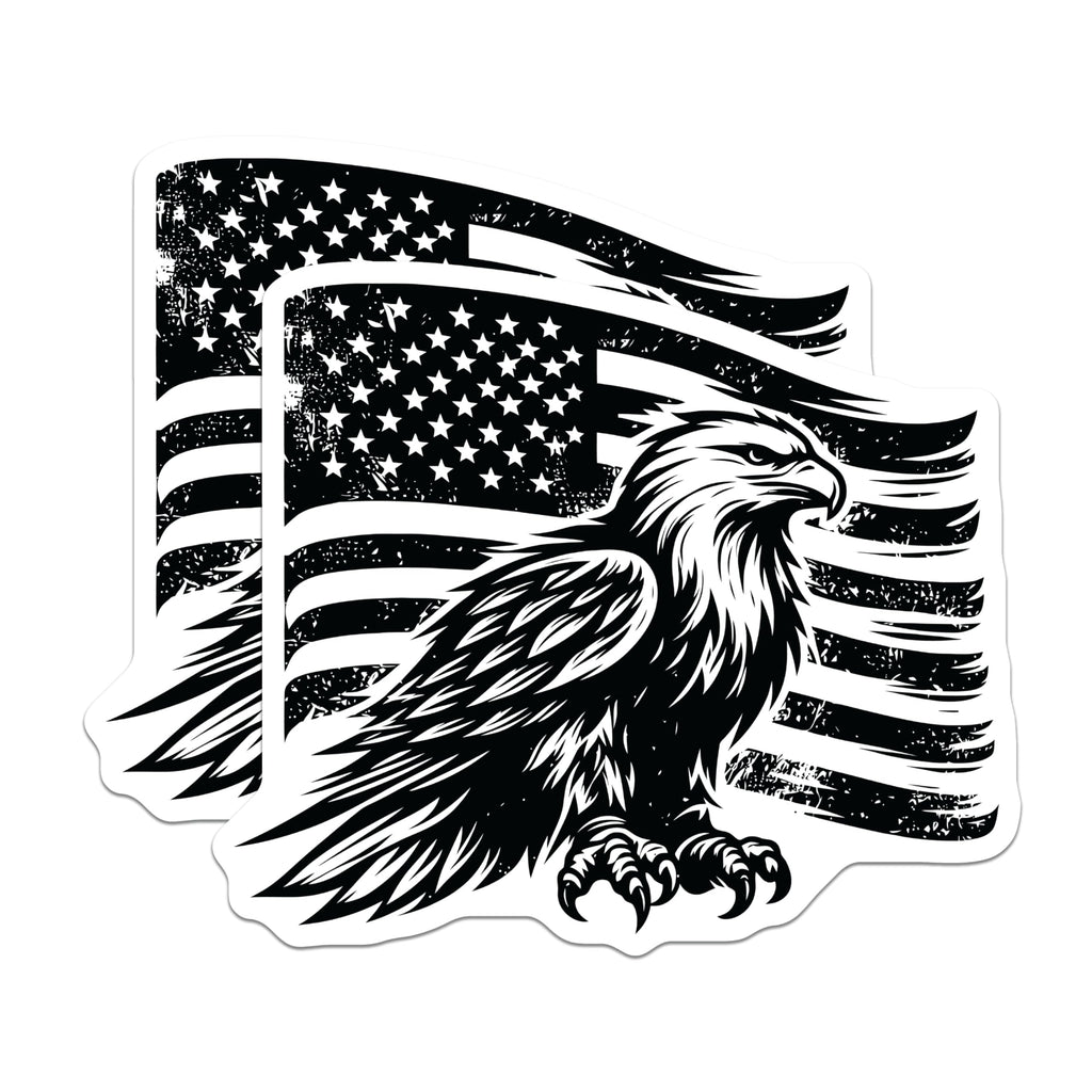 (2 Pack) Eagle American Flag Magnets - Patriotic Decor - USA Theme Fridge Magnets - 5" On Longest Side - Premium Magnet - for Cars, Refrigerators, Toolboxes, Lockers - Made in USA - MAG16824