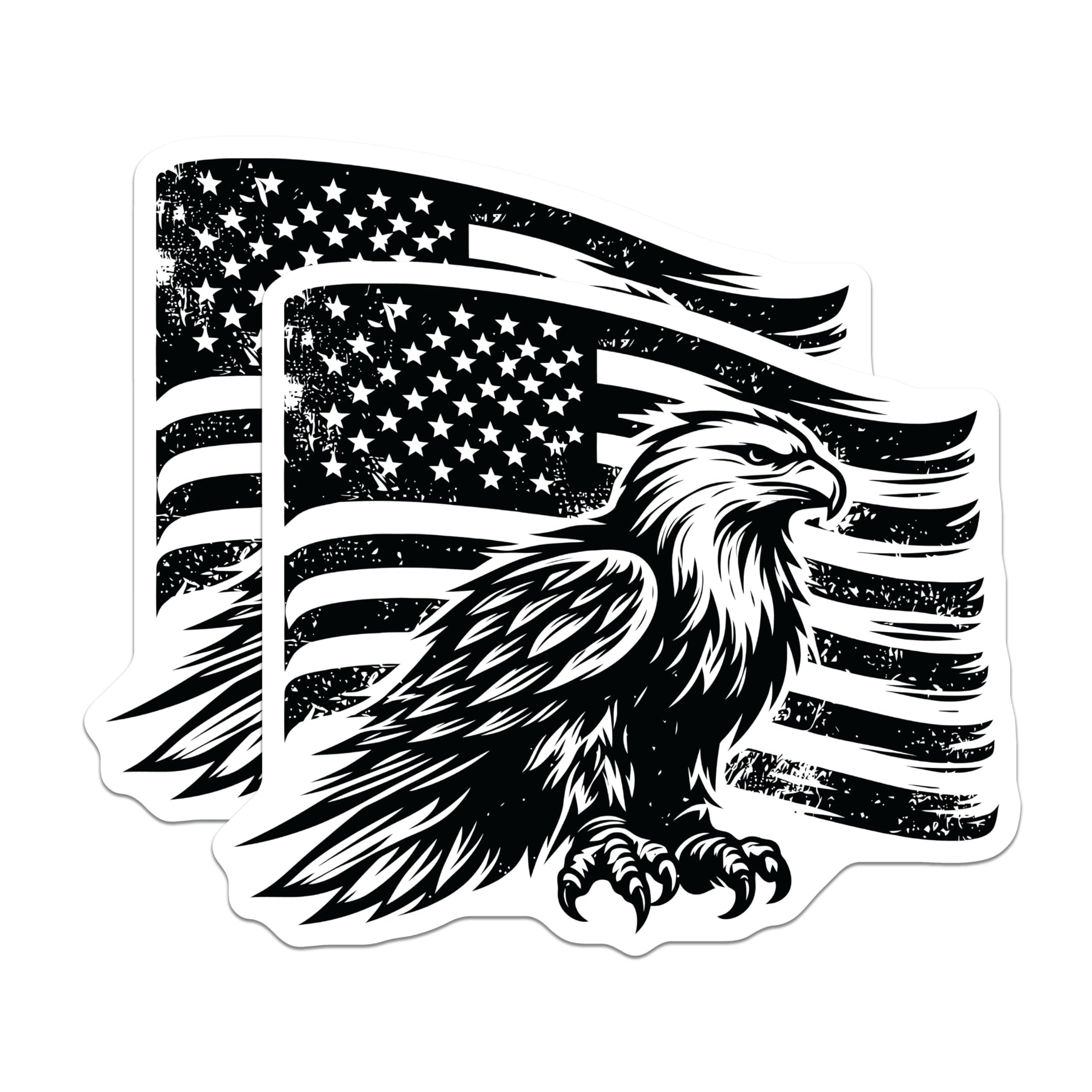 (2 Pack) Eagle American Flag Magnets - Patriotic Decor - USA Theme Fridge Magnets - 5" On Longest Side - Premium Magnet - for Cars, Refrigerators, Toolboxes, Lockers - Made in USA - MAG16824