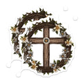 (2 Pack) Christian Cross Wreath Magnets - Rustic Farmhouse Decor - Spiritual Home Accent - 5 Inches On Longest Side - Thick Durable Magnet - Made in USA - MAG30526