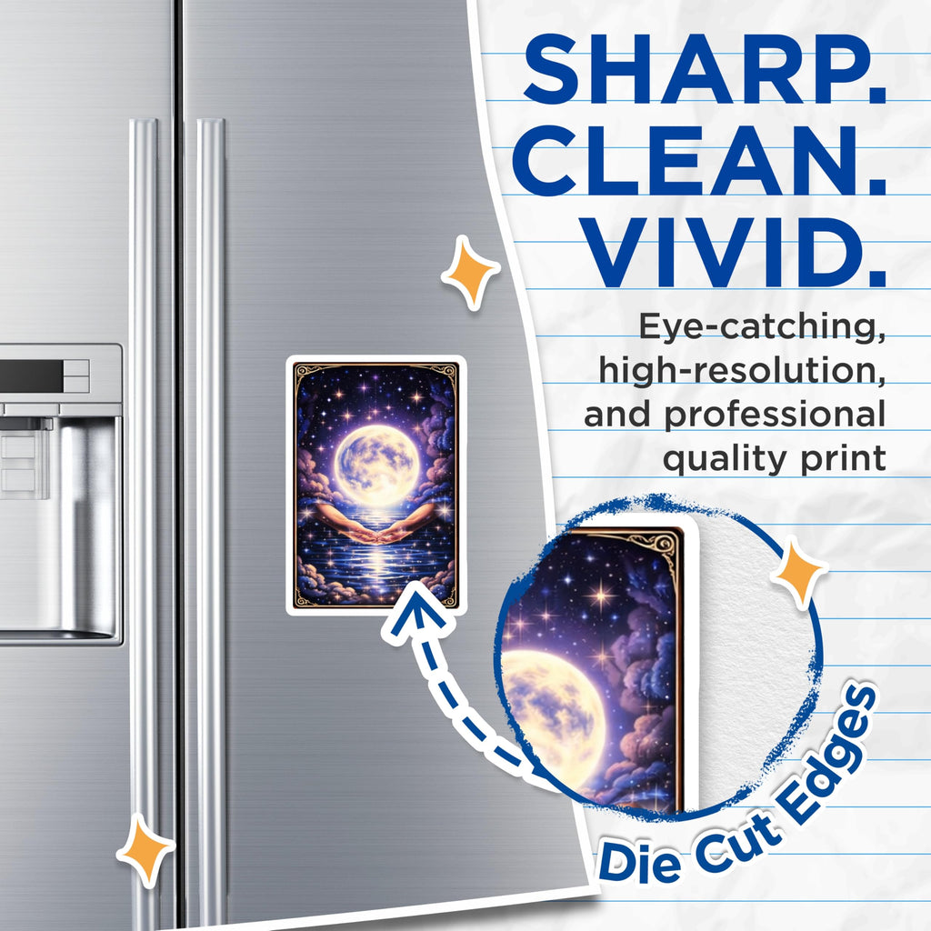 (2 Pack) Full Moon Magnets - Cosmic Celestial Art - Mystical Hands Fantasy - 5" On Longest Side - Premium Magnet - for Cars, Refrigerators, Toolboxes, Lockers - Made in USA - MAG15657