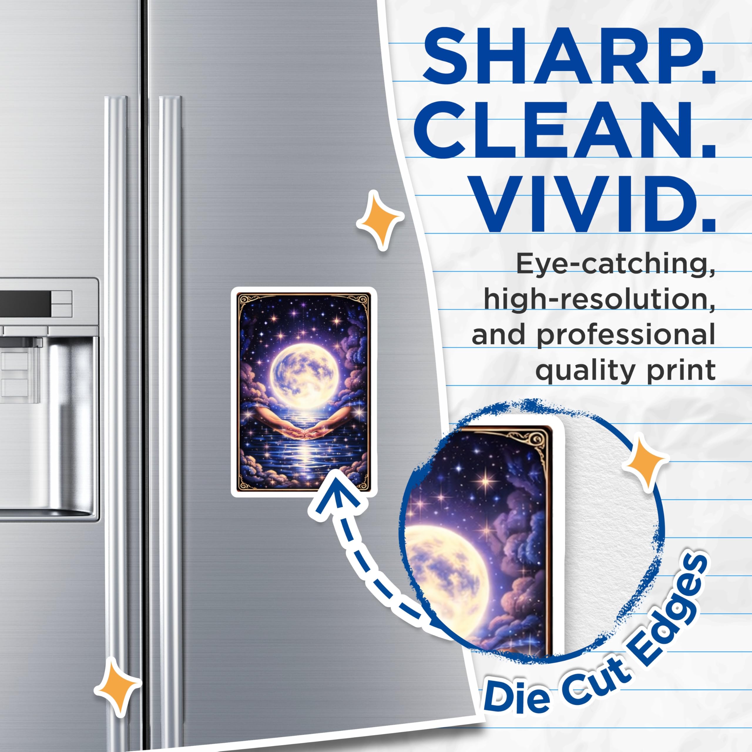 (2 Pack) Full Moon Magnets - Cosmic Celestial Art - Mystical Hands Fantasy - 5" On Longest Side - Premium Magnet - for Cars, Refrigerators, Toolboxes, Lockers - Made in USA - MAG15657