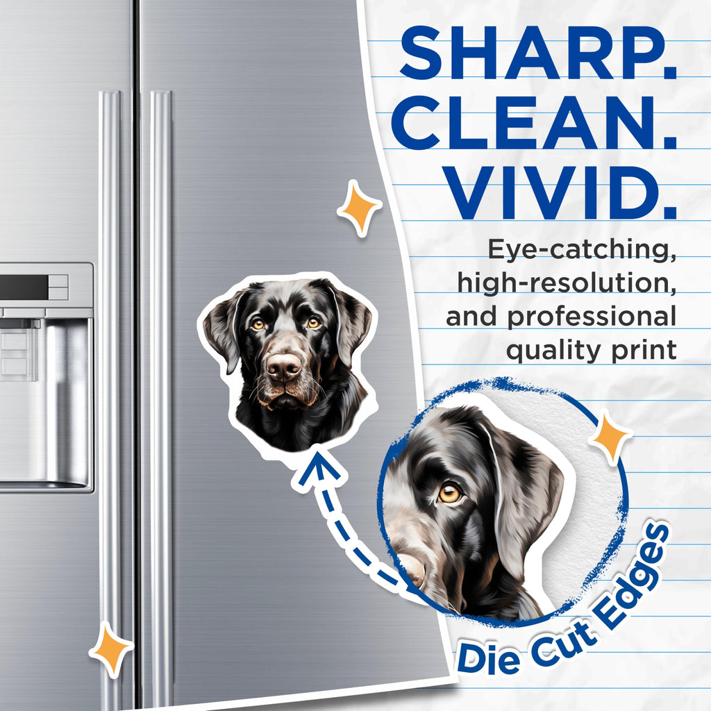 (2 Pack) Black Labrador Magnets - Realistic Dog Art - Pet Lover Refrigerator Decor - Canine Buddy Accessory - 5 Inches On Longest Side - Thick Durable Magnet - Made in USA - MAG26123